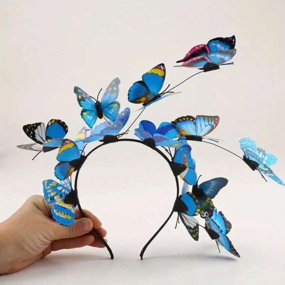 Accessories - Blue Butterfly Headband Hair Decoration Party Headdress Festival Hair Accessory
